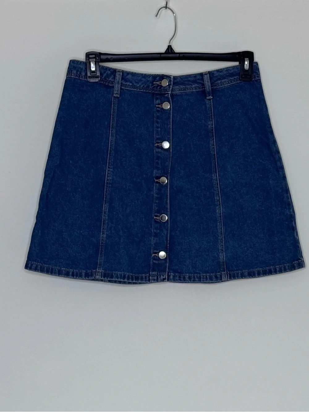 Divided by H&M Dark Blue Denim Button-Front A-Line Skirt - Picture 1 of 5